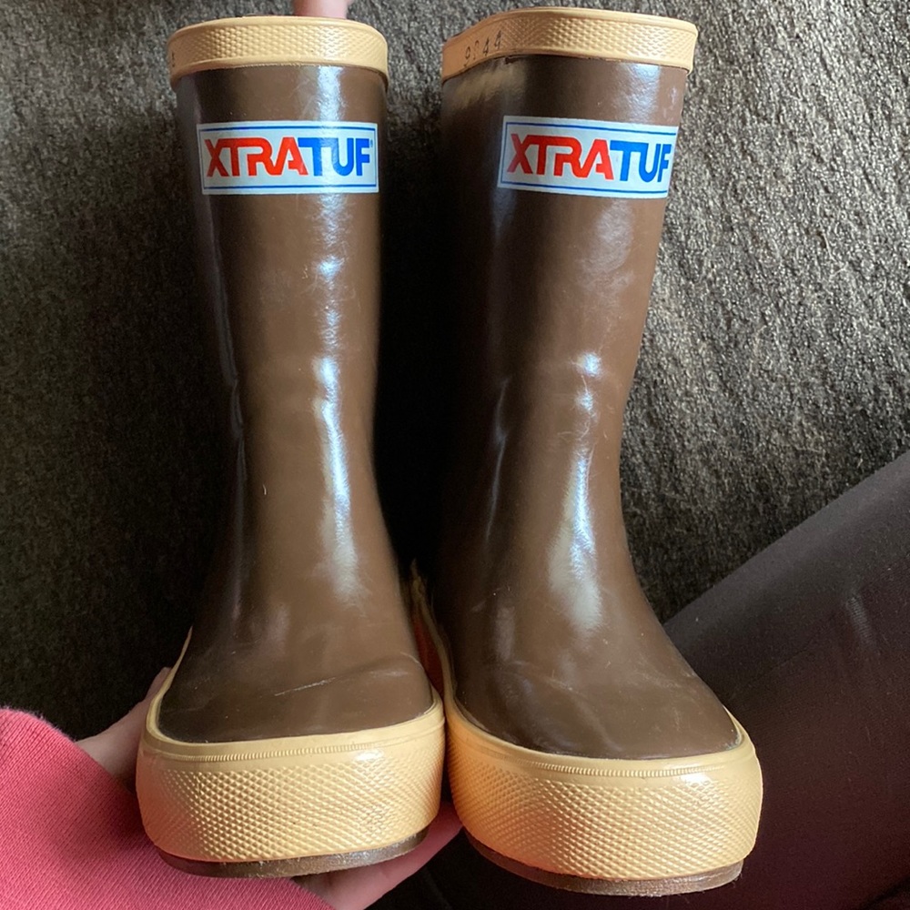 XTRATUF Toddler Legacy Brown Tall Deck Waterproof Rain Boots Size 6